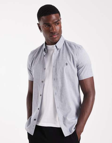 French Connection Cotton short sleeve oxford shirt in navy - view 1