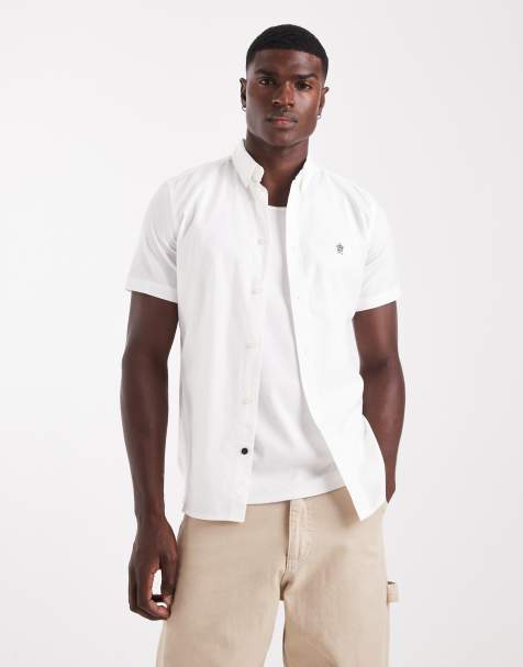 French Connection Cotton short sleeve oxford shirt in white - view 1