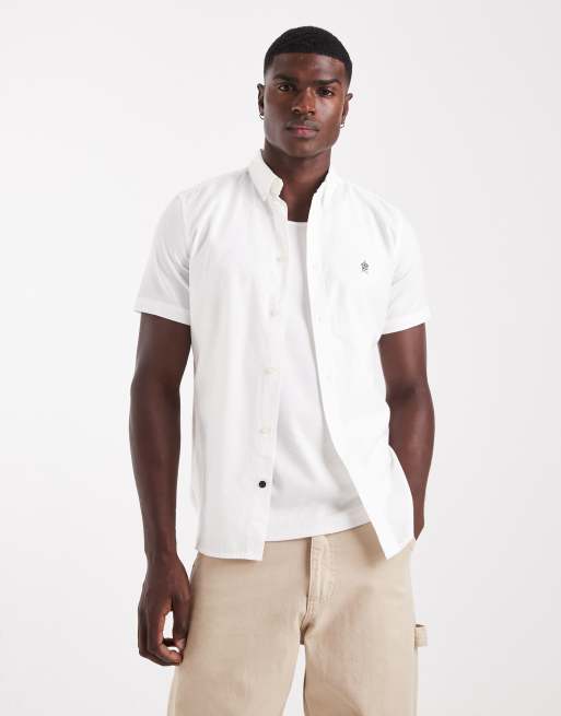 French Connection Cotton short sleeve oxford shirt in white