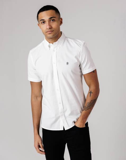 French Connection Cotton short sleeve oxford shirt in white