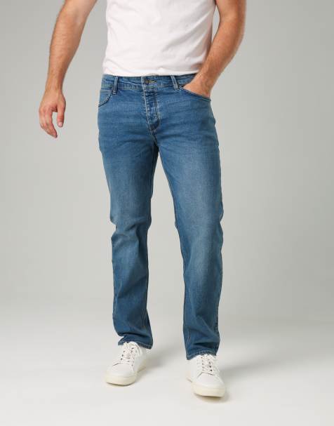 French Connection Cotton straight leg stetch denim jeans in light blue - view 1