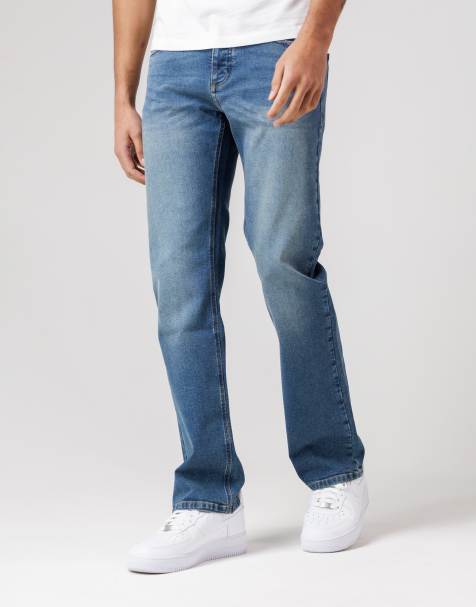 French Connection Cotton straight leg stetch denim jeans in light blue - view 1