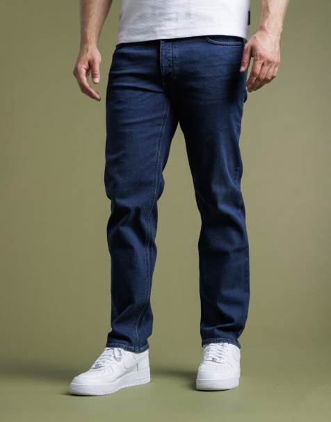 French Connection Cotton straight leg stretch denim jeans in dark blue - view 1