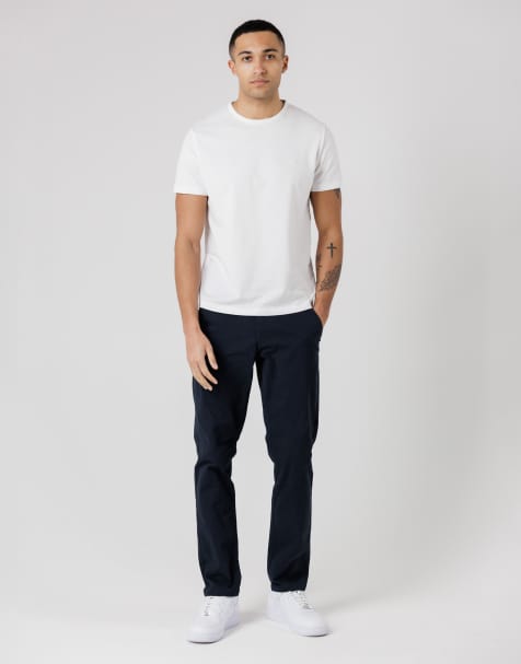 French Connection Cotton stretch five-pocket regular fit chino trousers in navy - view 1