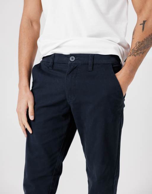 French Connection Cotton stretch five-pocket regular fit chino trousers in navy, 3 of 4