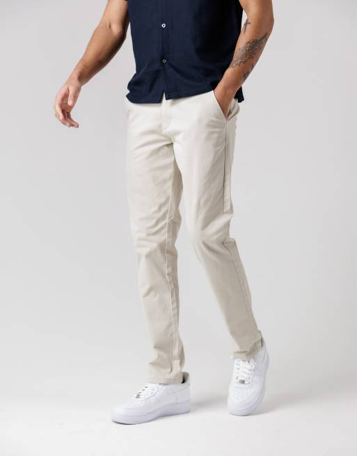 French Connection Cotton stretch five-pocket regular fit chino trousers in stone, 3 of 4