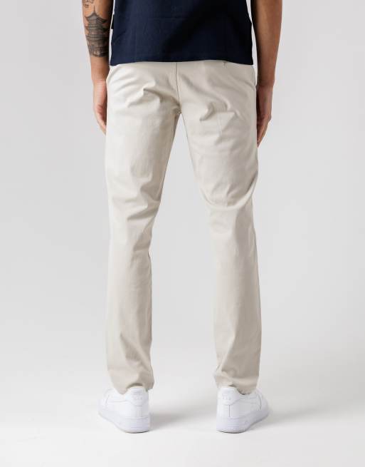 French Connection Cotton stretch five-pocket regular fit chino trousers in stone, 4 of 4