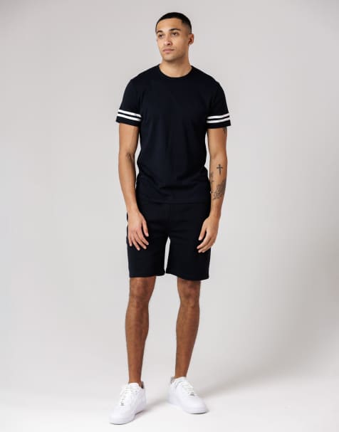 French Connection Cotton stripe t-shirt and shorts co ord set in navy - view 1