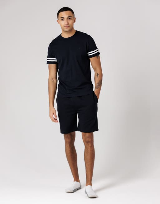 French Connection Cotton stripe t-shirt and shorts co ord set in navy, 2 of 4