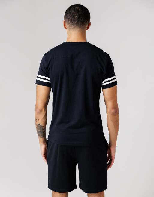 French Connection Cotton stripe t-shirt and shorts co ord set in navy, 4 of 4