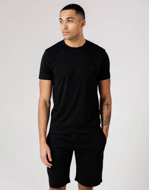 French Connection Cotton t-shirt and jersey shorts co ord set in black - view 1