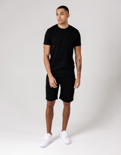 French Connection Cotton t-shirt and jersey shorts co ord set in black, 2 of 4
