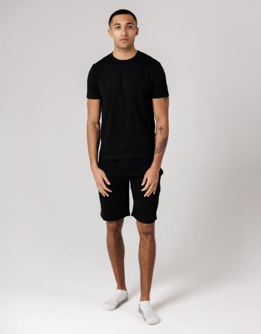 French Connection Cotton t-shirt and jersey shorts co ord set in black, 3 of 4