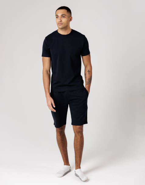 French Connection Cotton t-shirt and jersey shorts co ord set in navy - view 1