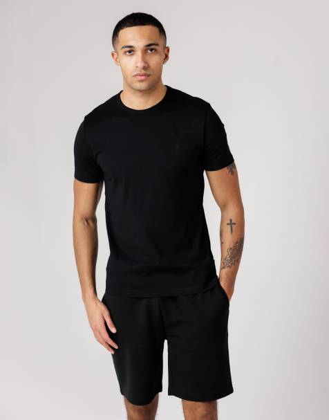 French Connection Cotton t-shirt and shorts co ord set in black - view 1