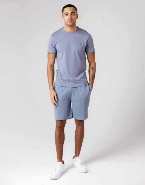 French Connection Cotton t-shirt and shorts co ord set in light blue - view 1