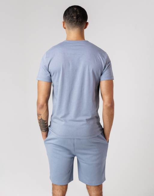 French Connection Cotton t-shirt and shorts co ord set in light blue, 3 of 4