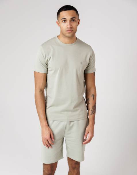 French Connection Cotton t-shirt and shorts co ord set in light green - view 1