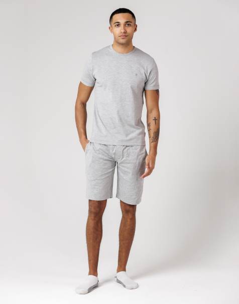 French Connection Cotton t-shirt and shorts co-ord set in light grey - view 1