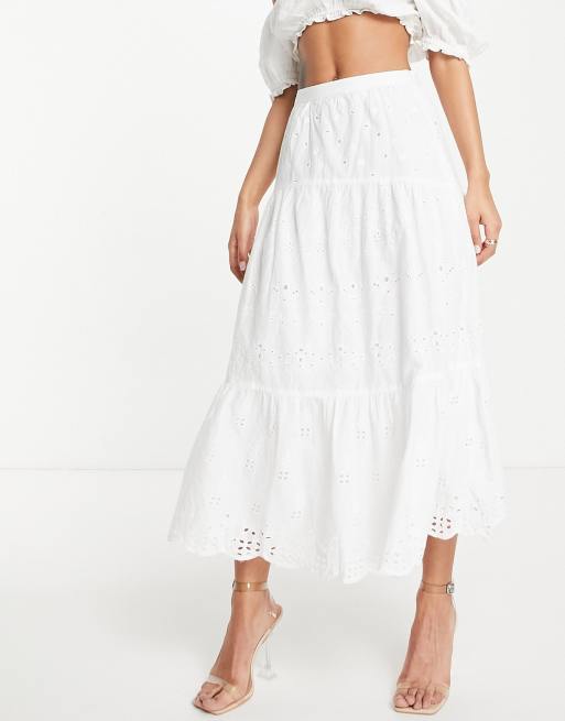 Tiered maxi skirt clearance white