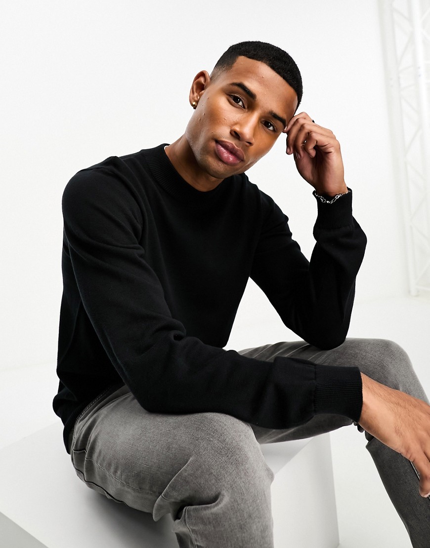 French Connection cotton turtle neck jumper in black