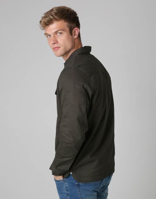 French Connection Cotton worker-style button overshirt in khaki, 2 of 5