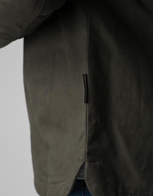 French Connection Cotton worker-style button overshirt in khaki, 5 of 5