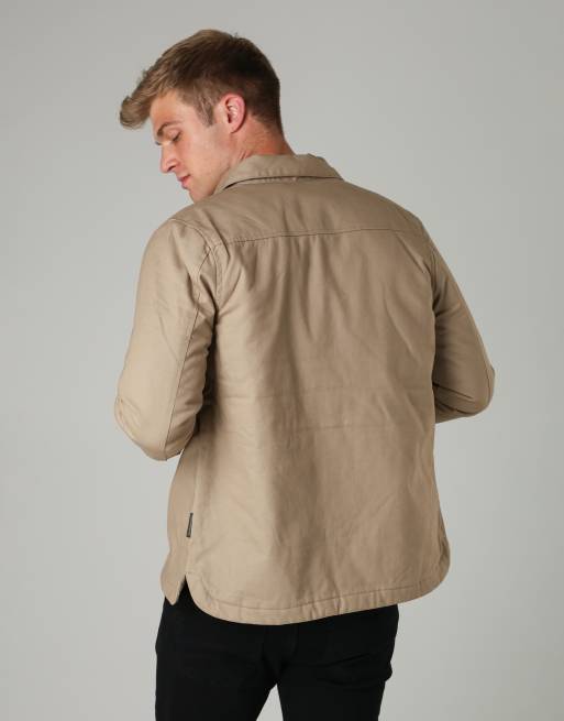 French Connection Cotton worker-style button overshirt in stone, 2 of 4