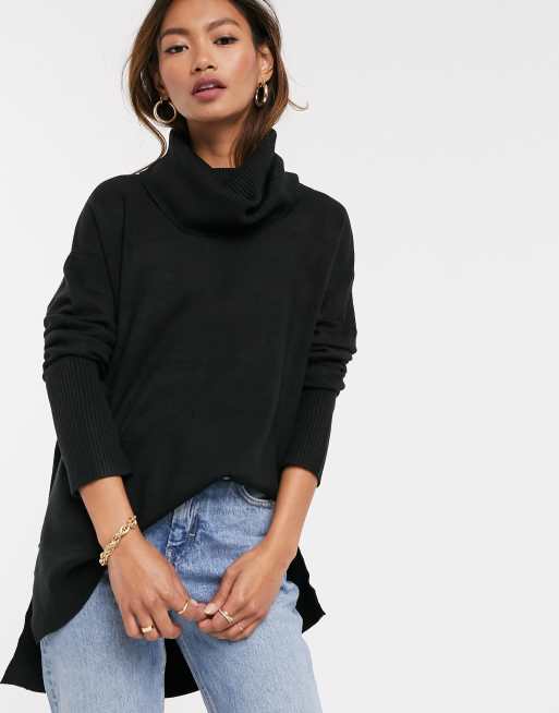 Ladies black shop cowl neck jumper