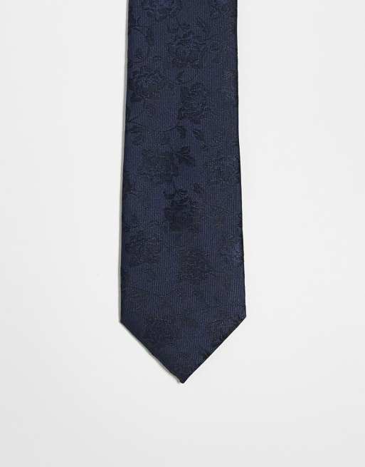French Connection - Cravate à fleurs - Bleu marine