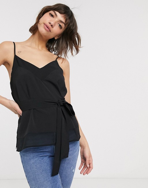 French Connection crepe light solid belted cami