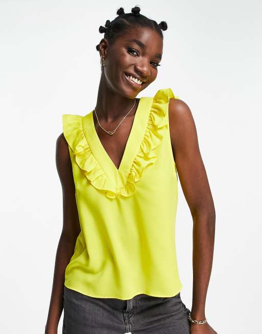 Yellow store ruffle shirt