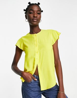 French Connection crepe shirt in yellow