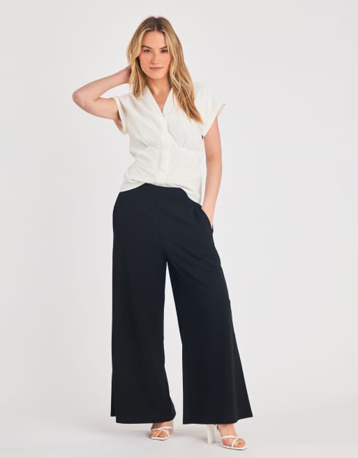 French Connection Crepe wide leg trousers in black, 2 of 4