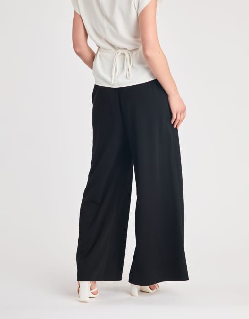 French Connection Crepe wide leg trousers in black, 3 of 4