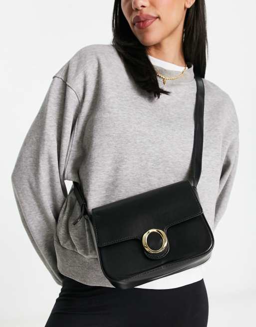 French Connection crescent crossbody bag in black ASOS