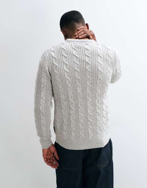 French Connection crew neck cable knit jumper in ecru, 3 of 5