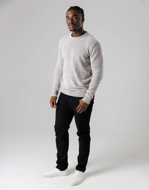 French Connection Crew neck chenille knit jumper in light grey