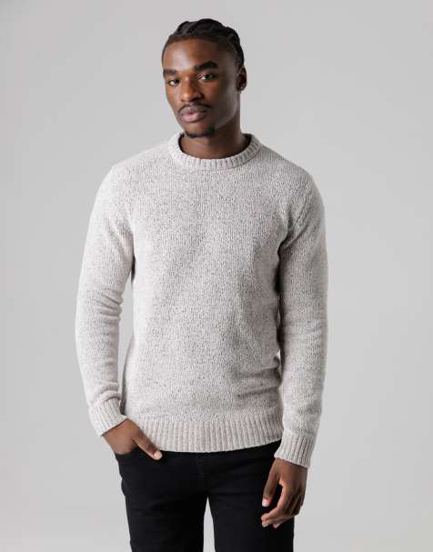 French Connection Crew neck chenille knit jumper in light grey - view 1