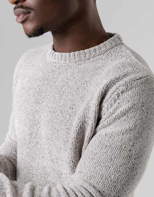 French Connection Crew neck chenille knit jumper in light grey, 4 of 4
