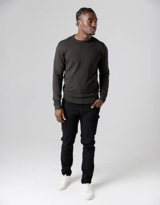 French Connection Crew neck long sleeve knitted jumper in dark green, 3 of 4