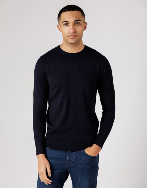 French Connection Crew neck long sleeve knitted jumper in navy - view 1