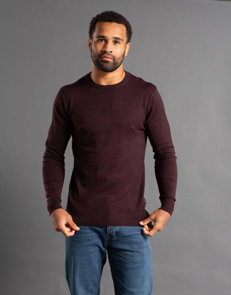 French Connection Crew neck long sleeve knitted jumper in wine - view 1