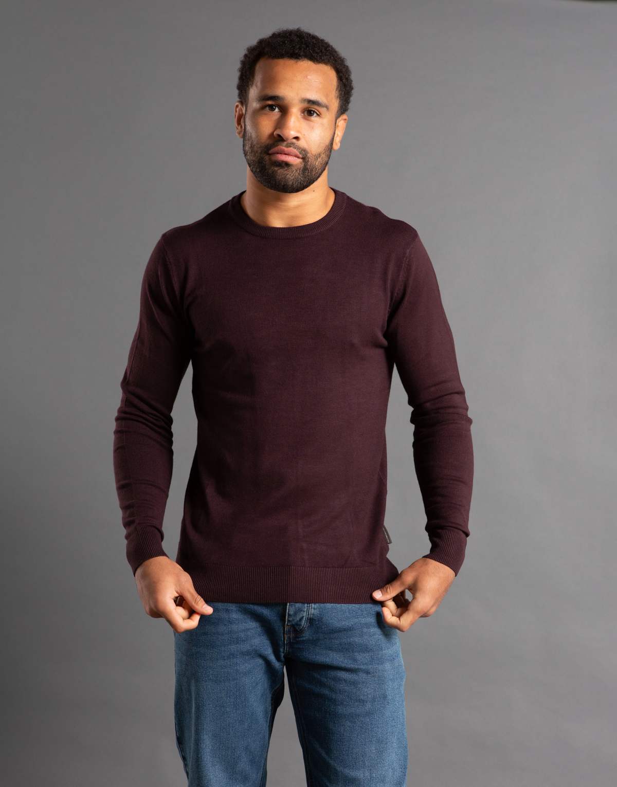 French Connection Crew neck long sleeve knitted jumper in wine
