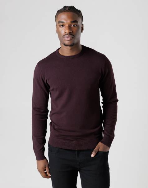 French Connection Crew neck long sleeve knitted jumper in wine - view 1
