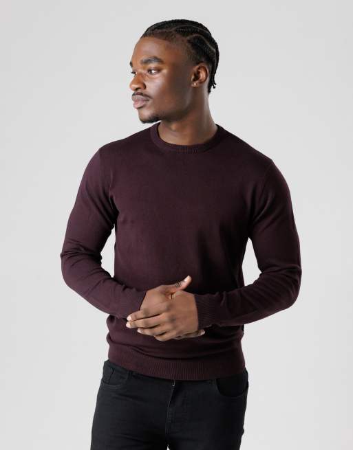 French Connection Crew neck long sleeve knitted jumper in wine, 4 of 4