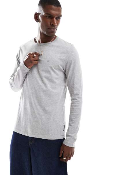 French Connection crew neck long sleeve t-shirt in light gray - view 1