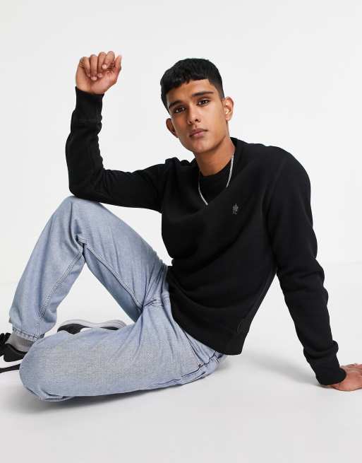 French Connection crew neck sweatshirt in black ASOS