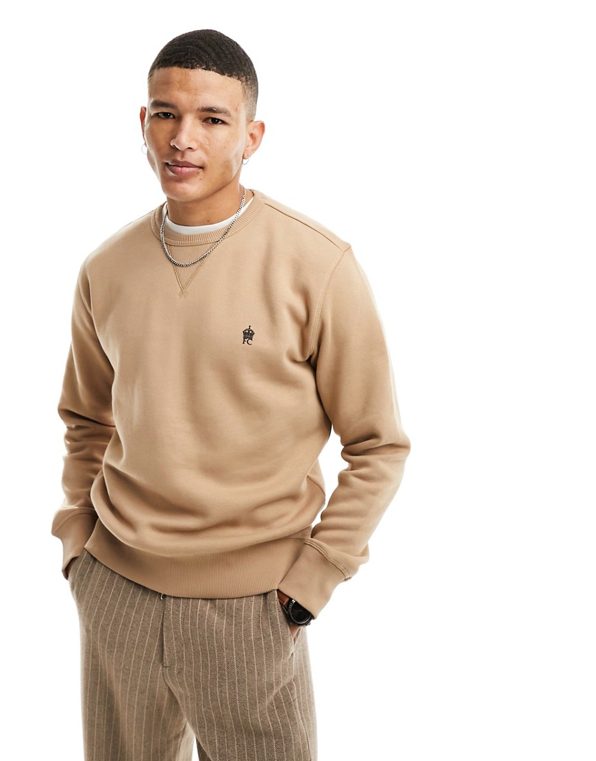 French Connection Crew Neck Sweatshirt In Camel-neutral
