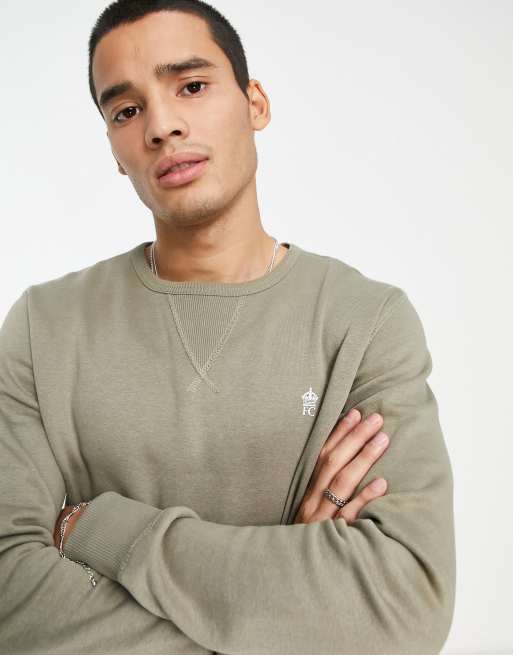 French Connection crew neck sweatshirt in light khaki ASOS